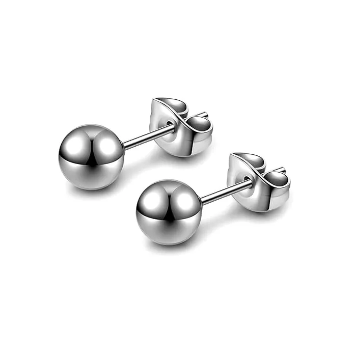 Minimal Ball Silver Earrings - From Purl