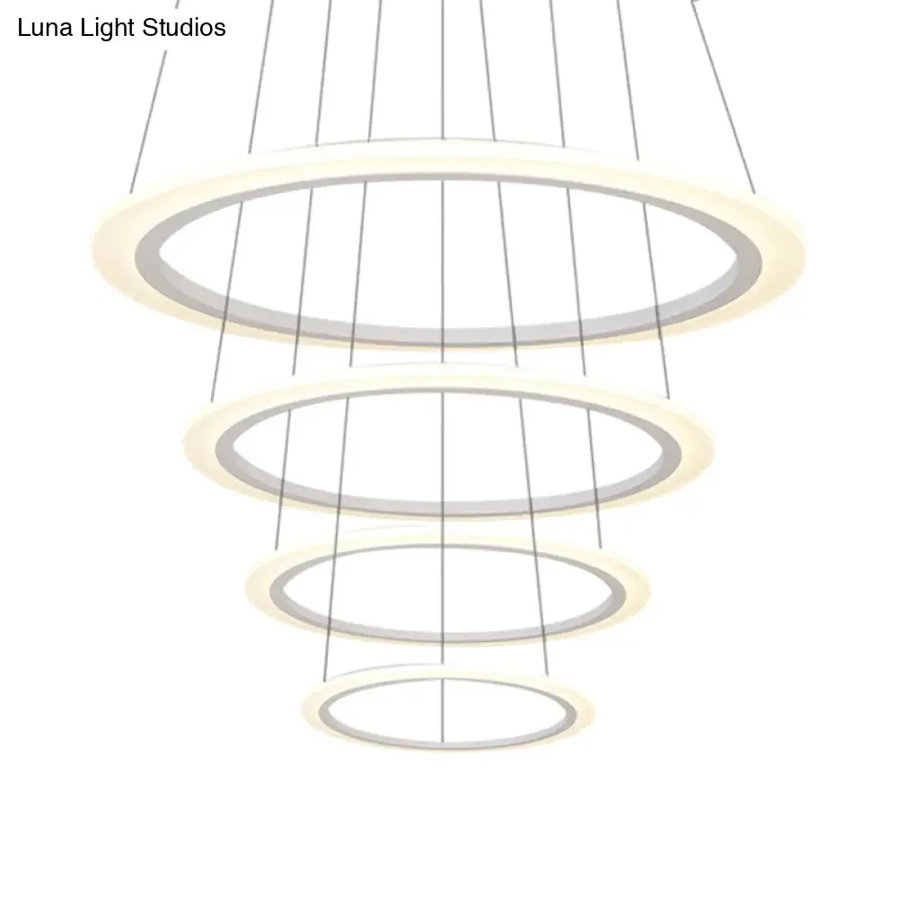 Modern Chandelier with Acrylic Shade - Contemporary Pendant Light, Warm/White Illumination