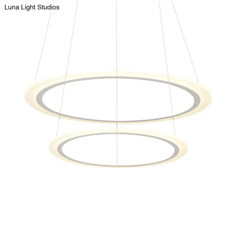 Modern Chandelier with Acrylic Shade - Contemporary Pendant Light, Warm/White Illumination