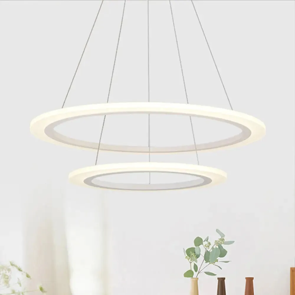 Modern Chandelier with Acrylic Shade - Contemporary Pendant Light, Warm/White Illumination