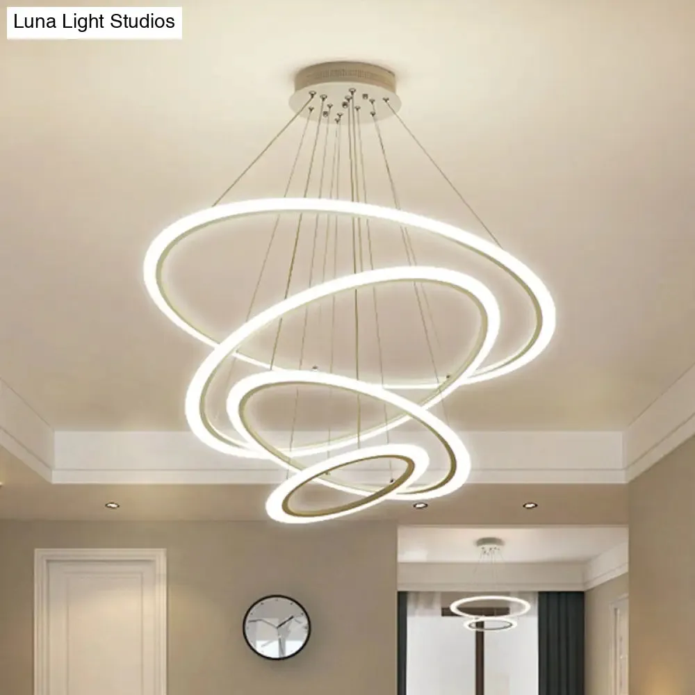 Modern Chandelier with Acrylic Shade - Contemporary Pendant Light, Warm/White Illumination