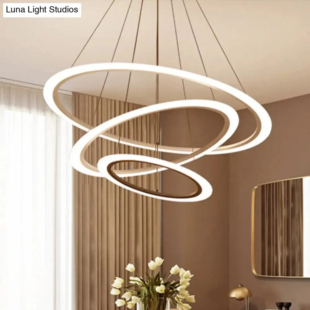 Modern Chandelier with Acrylic Shade - Contemporary Pendant Light, Warm/White Illumination