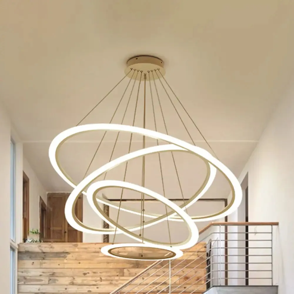 Modern Chandelier with Acrylic Shade - Contemporary Pendant Light, Warm/White Illumination