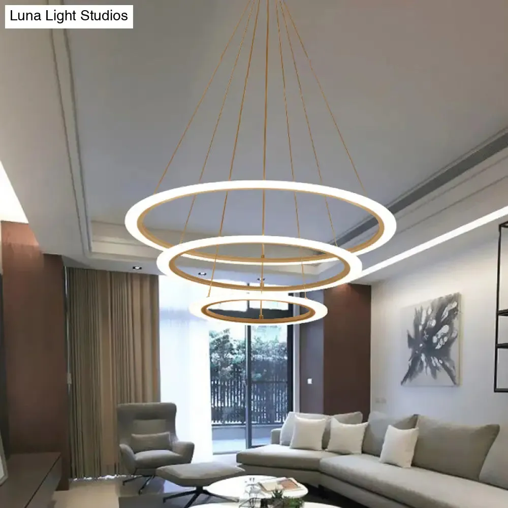 Modern Chandelier with Acrylic Shade - Contemporary Pendant Light, Warm/White Illumination