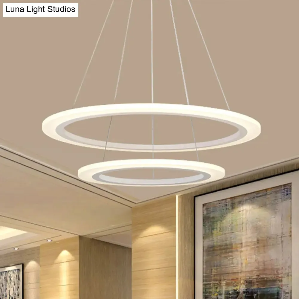 Modern Chandelier with Acrylic Shade - Contemporary Pendant Light, Warm/White Illumination