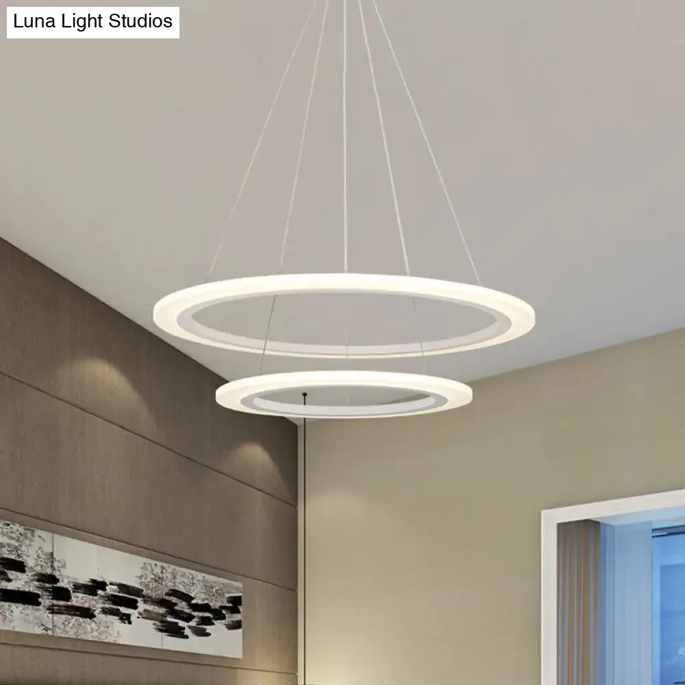 Modern Chandelier with Acrylic Shade - Contemporary Pendant Light, Warm/White Illumination