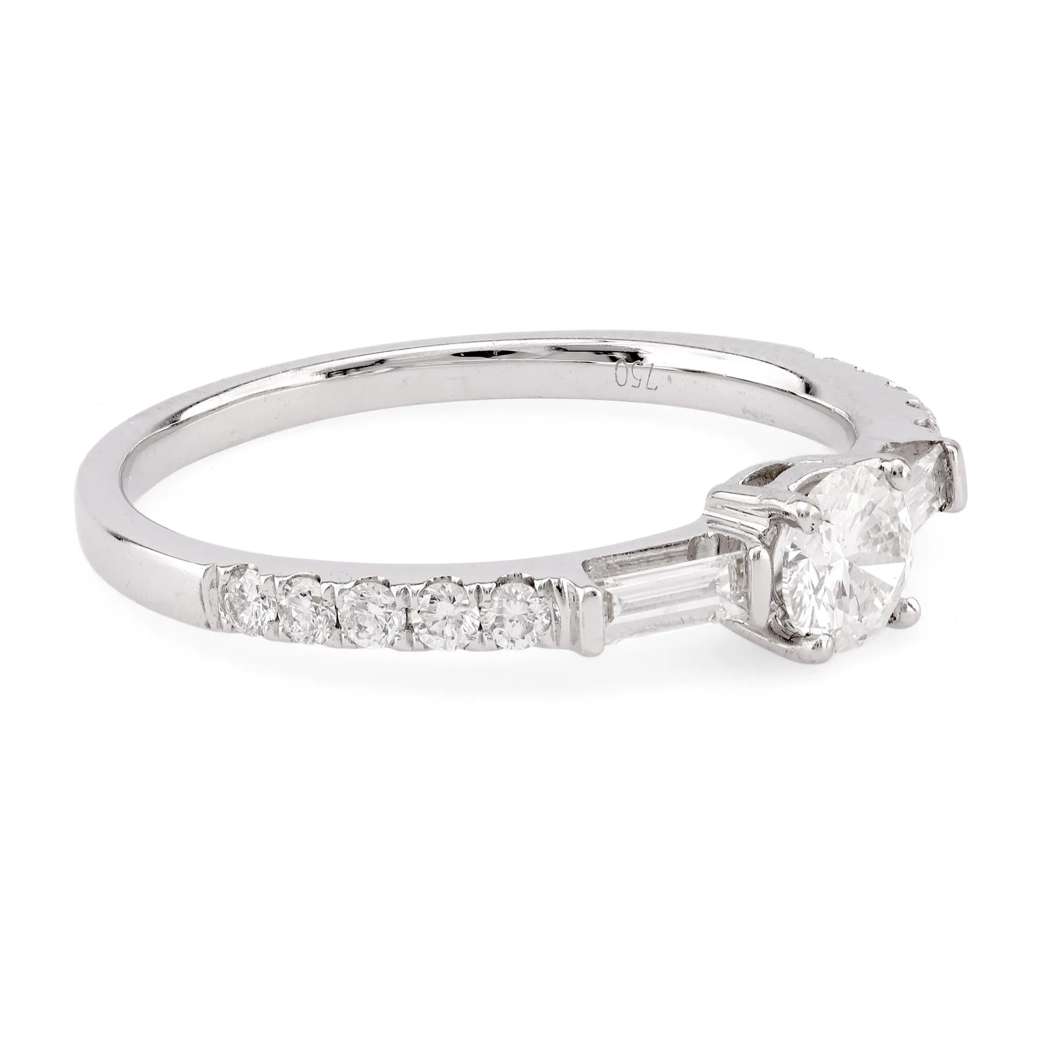 Modern Diamond 18K White Gold Engagement Ring