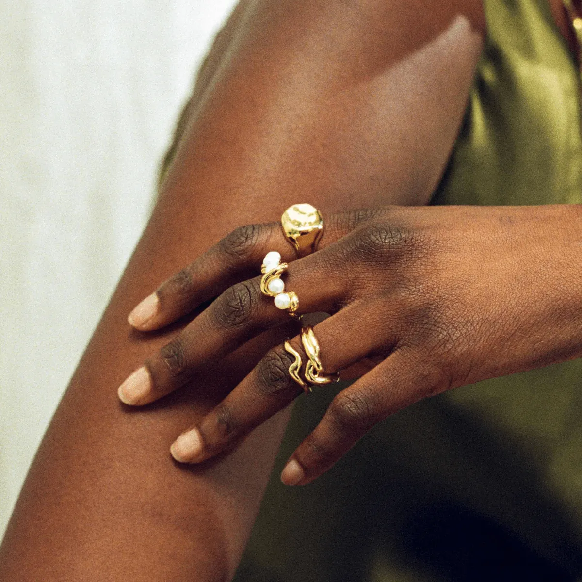 Molten Wave Gold Stackable Ring