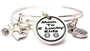 Mom To 2 Lucky Kids Bangle Expandable Bangle Bracelet Set