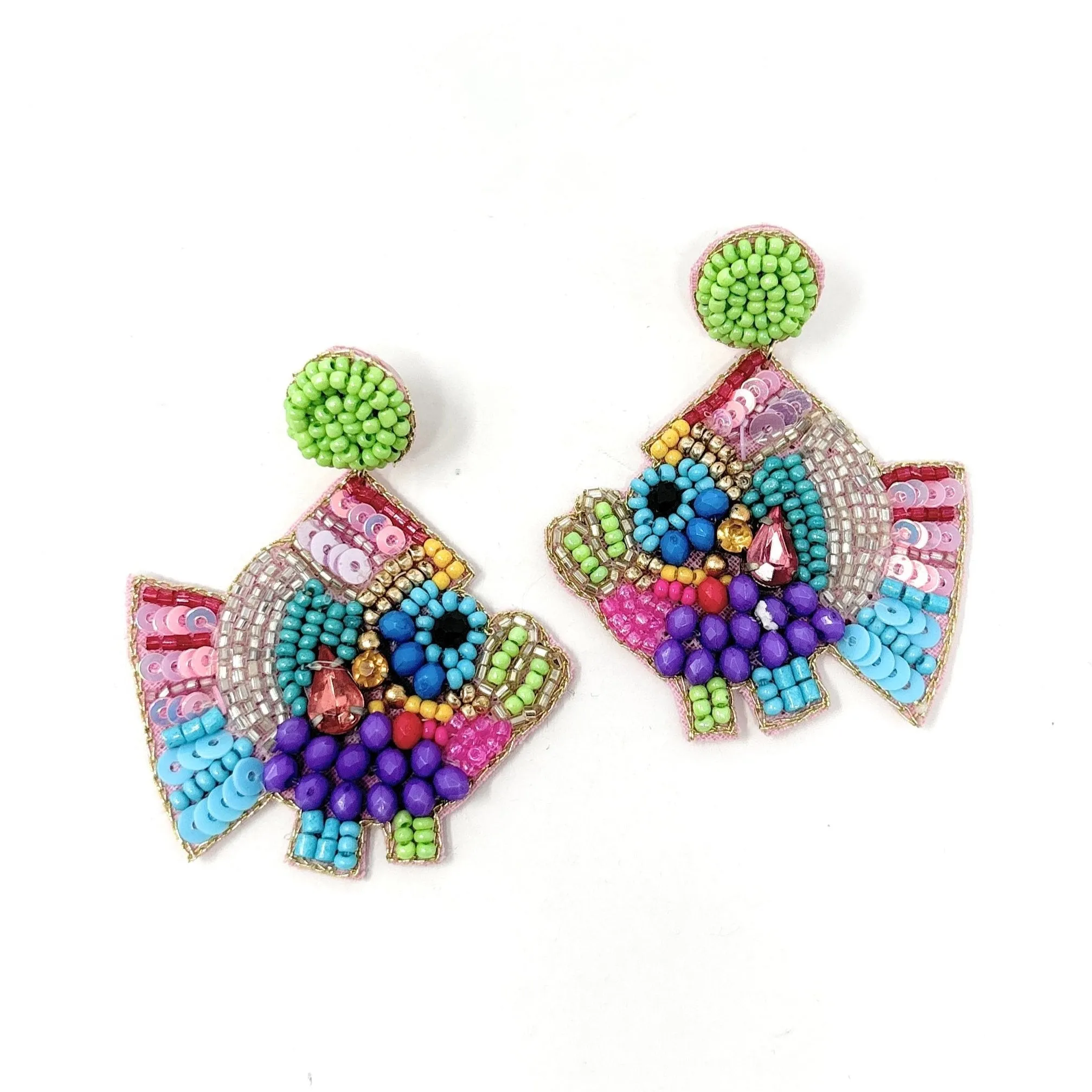 Multicolor Fish Beaded Earrings