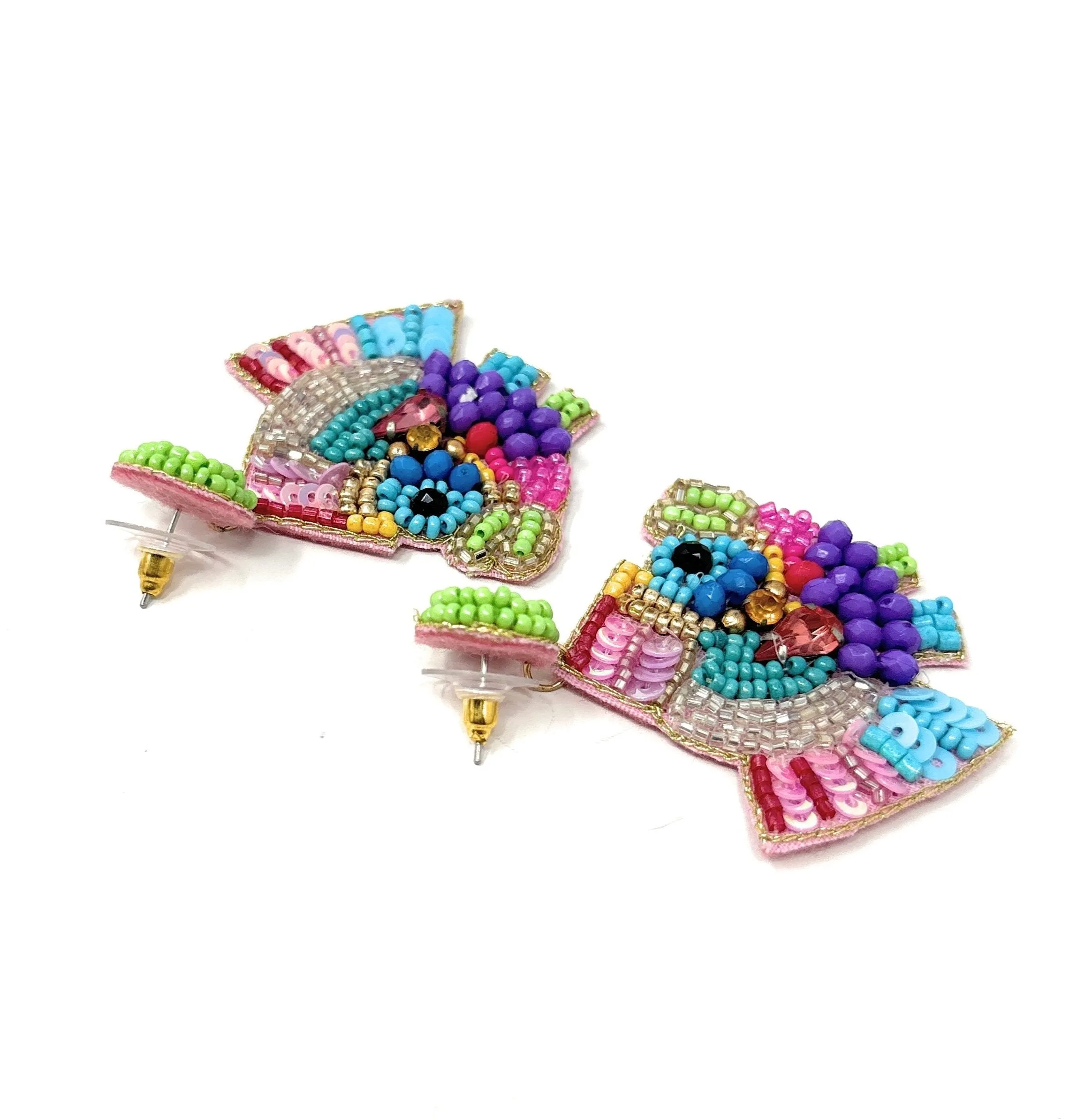 Multicolor Fish Beaded Earrings