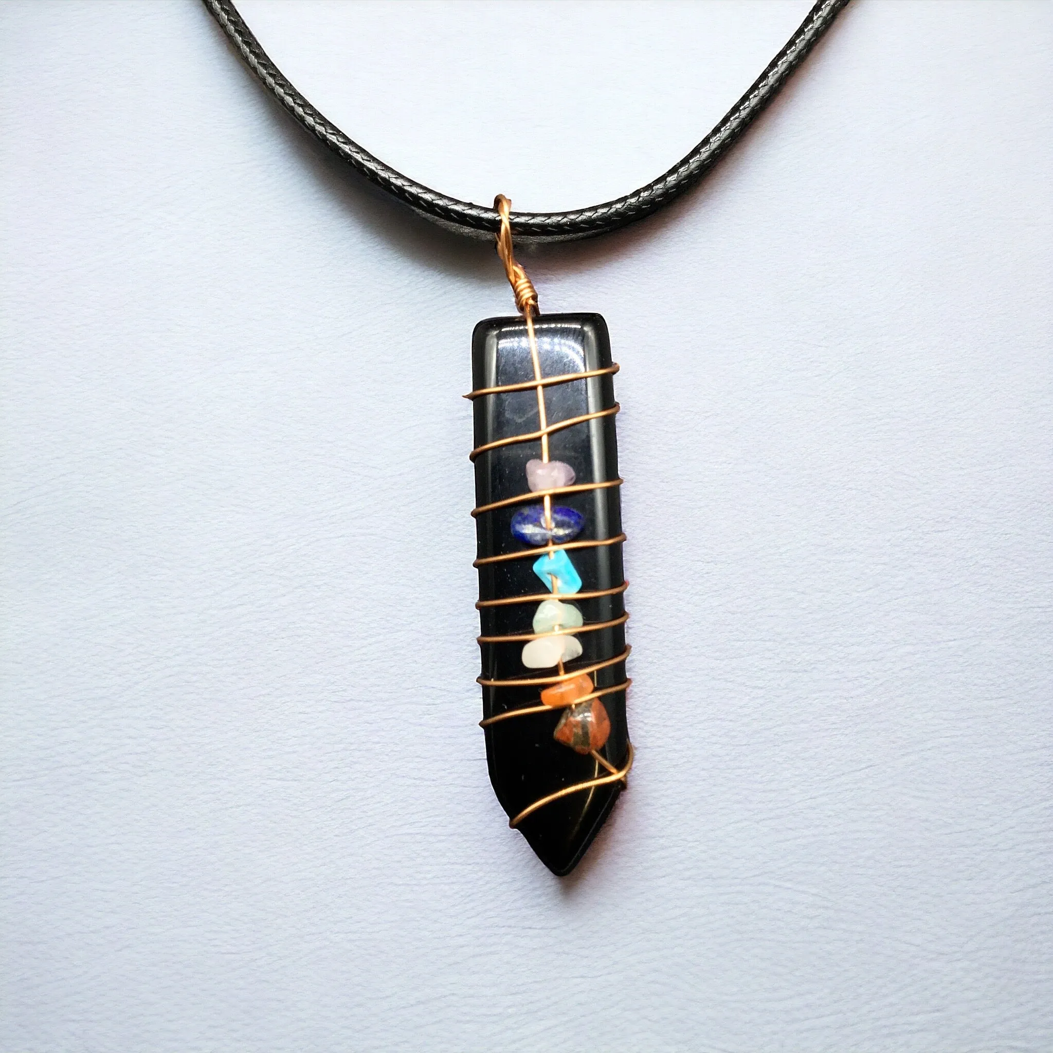 Natural Sword Chakra Unisex Black Pendant