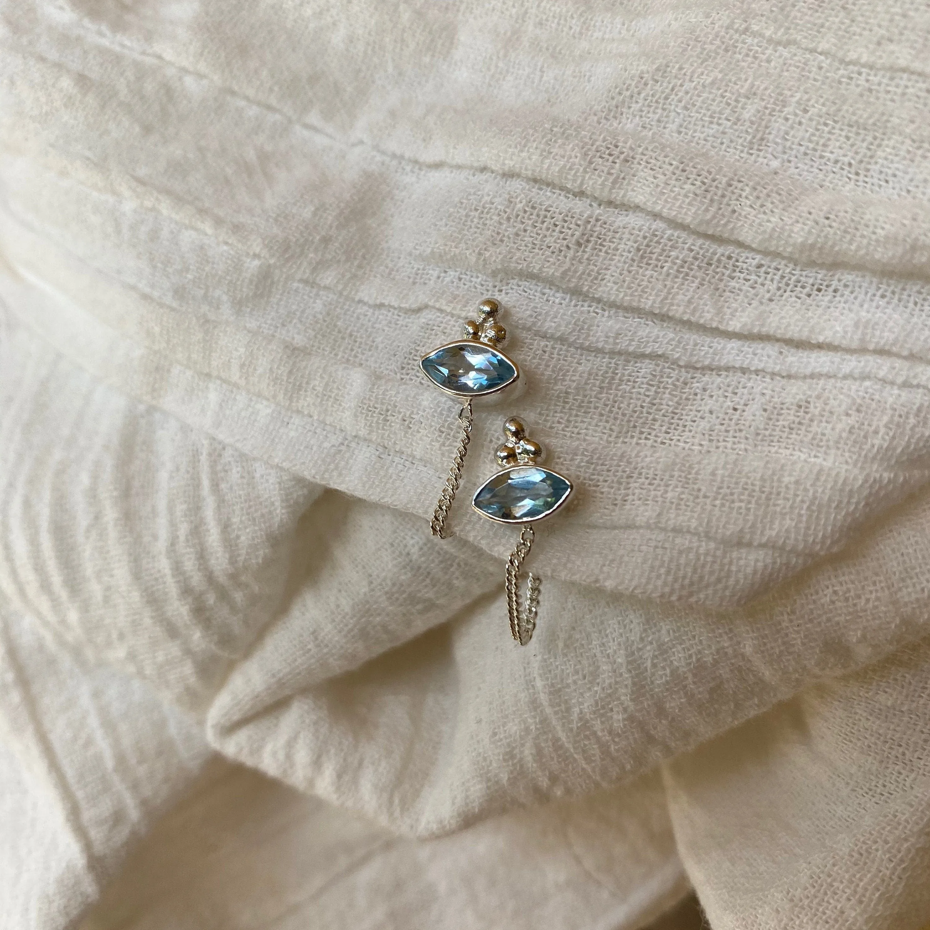 Ophelia Eye Sterling Silver Blue Topaz Earrings