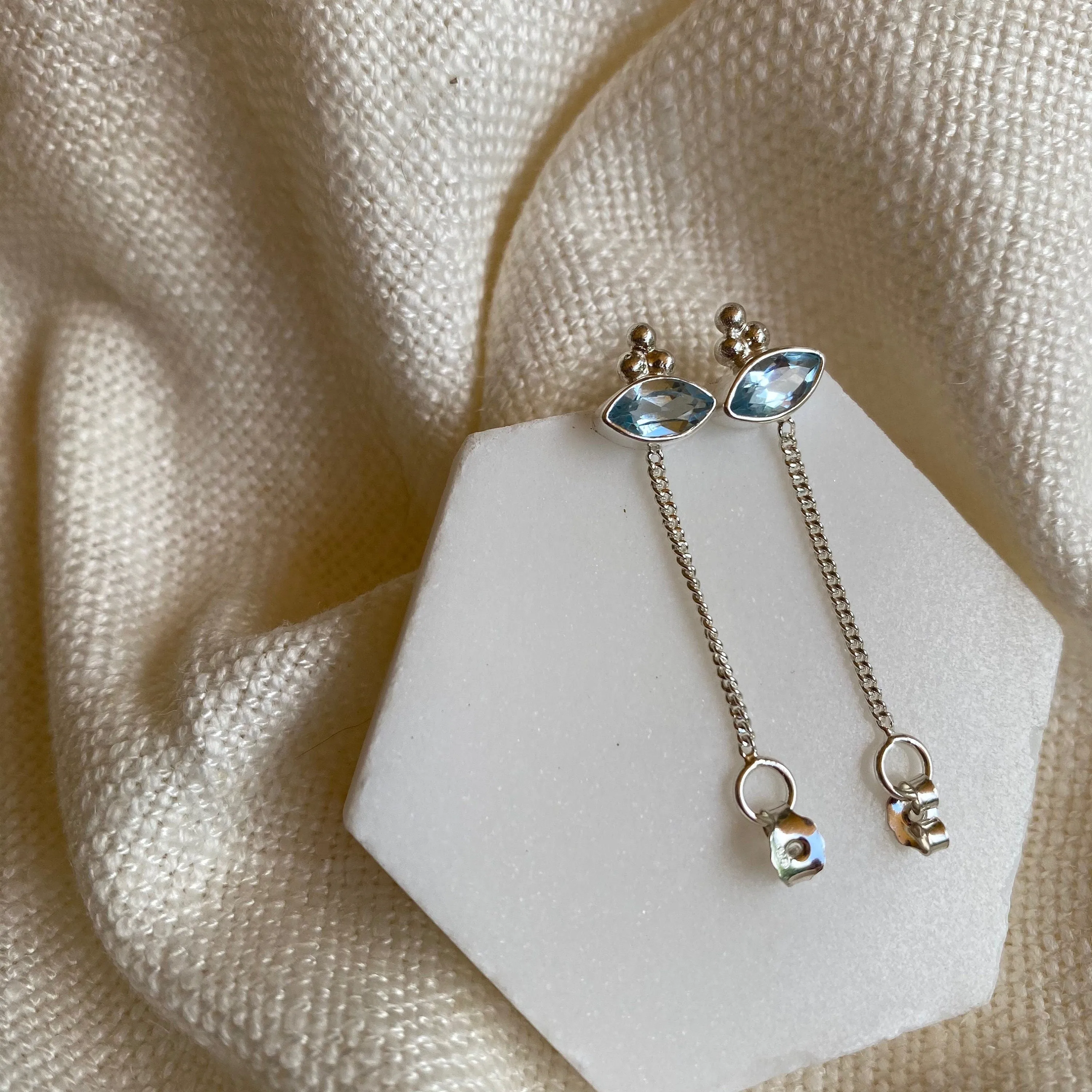 Ophelia Eye Sterling Silver Blue Topaz Earrings