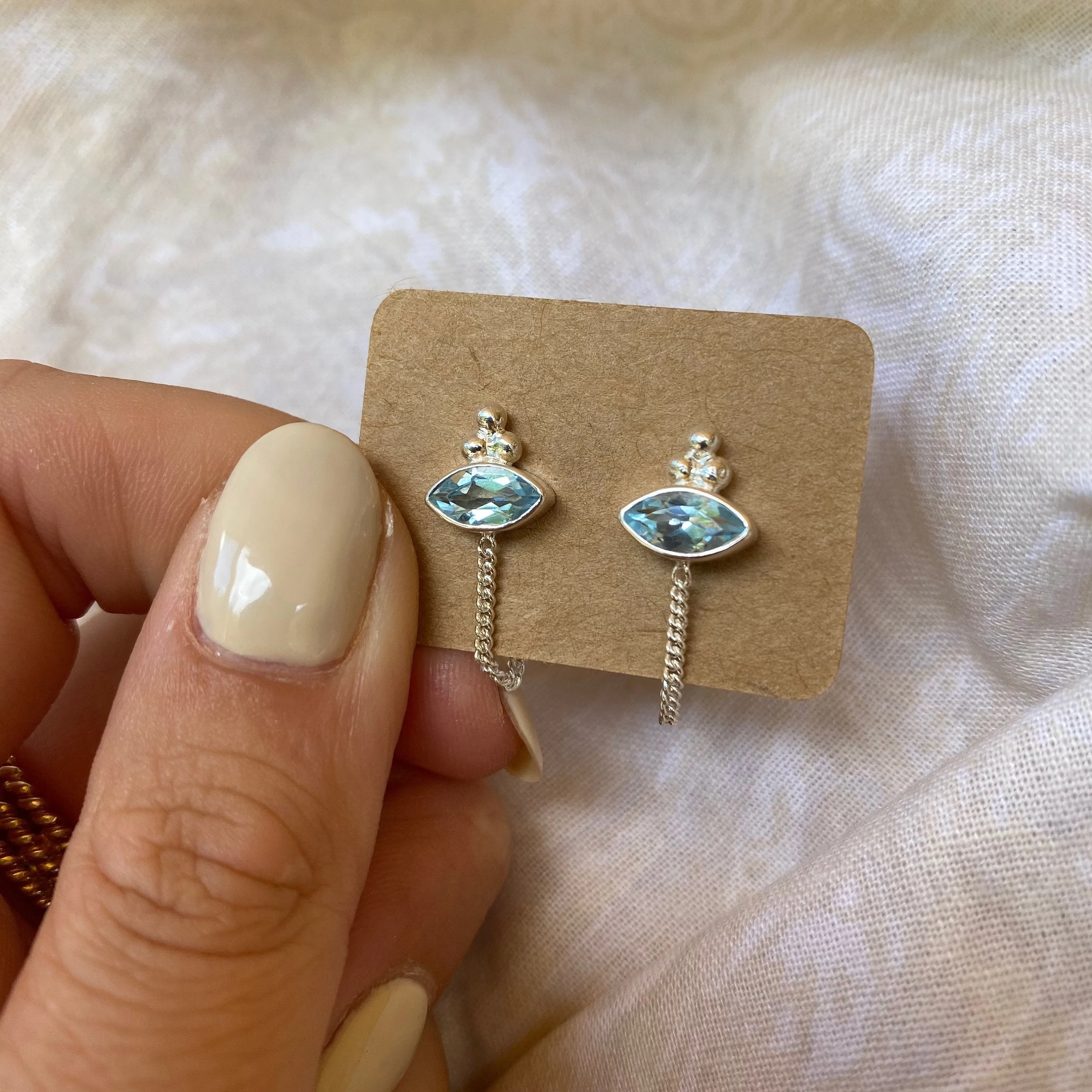 Ophelia Eye Sterling Silver Blue Topaz Earrings