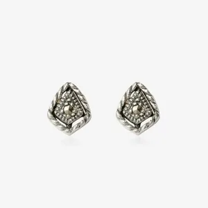 Oxidized Detailed Silver Stud