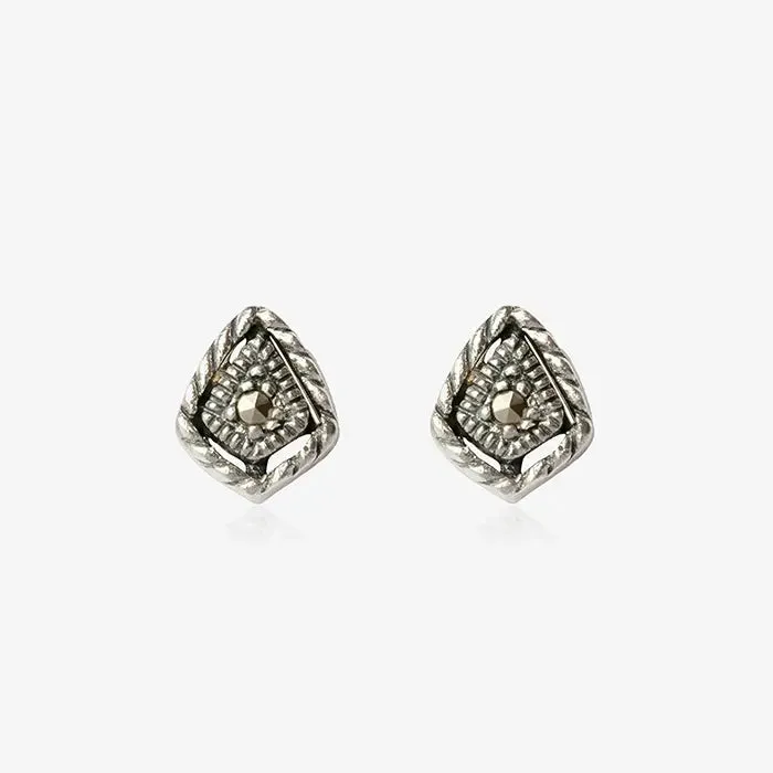 Oxidized Detailed Silver Stud