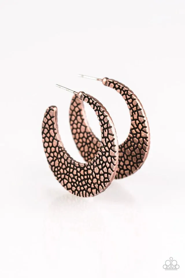 Paparazzi Earring ~ Country Cobblestone - Copper