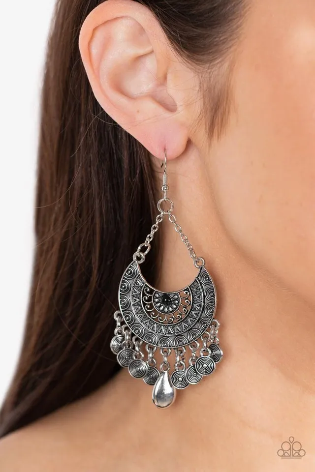 Paparazzi Earring ~ Lunar Allure - Black