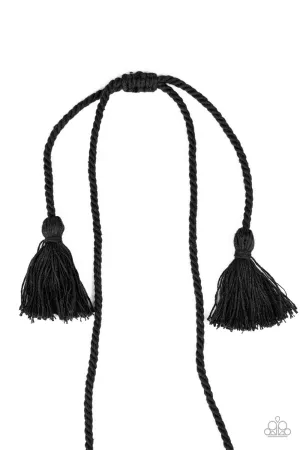 Paparazzi Necklace ~ Macrame Mantra - Black