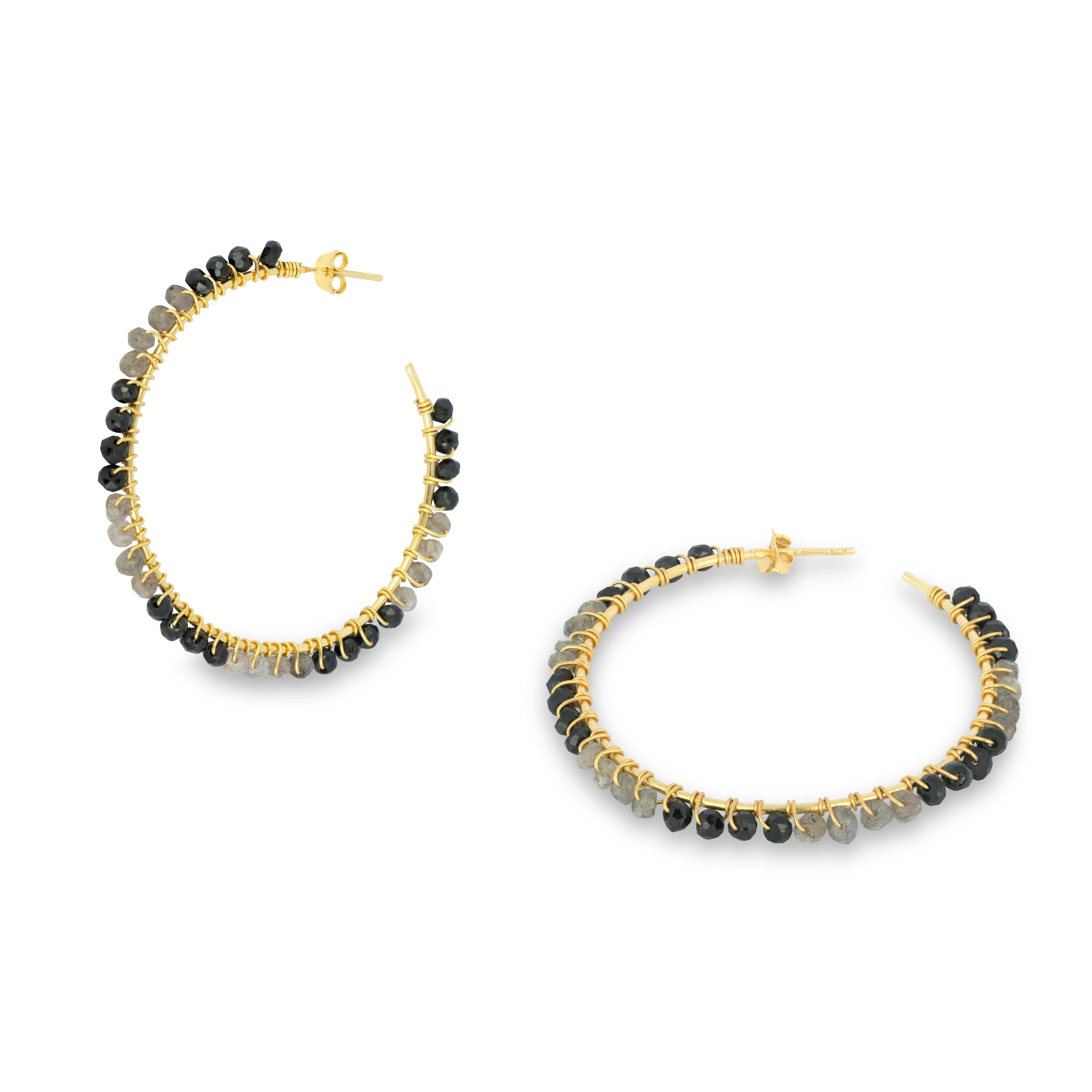 Parker Hoop Earrings Black & Grey