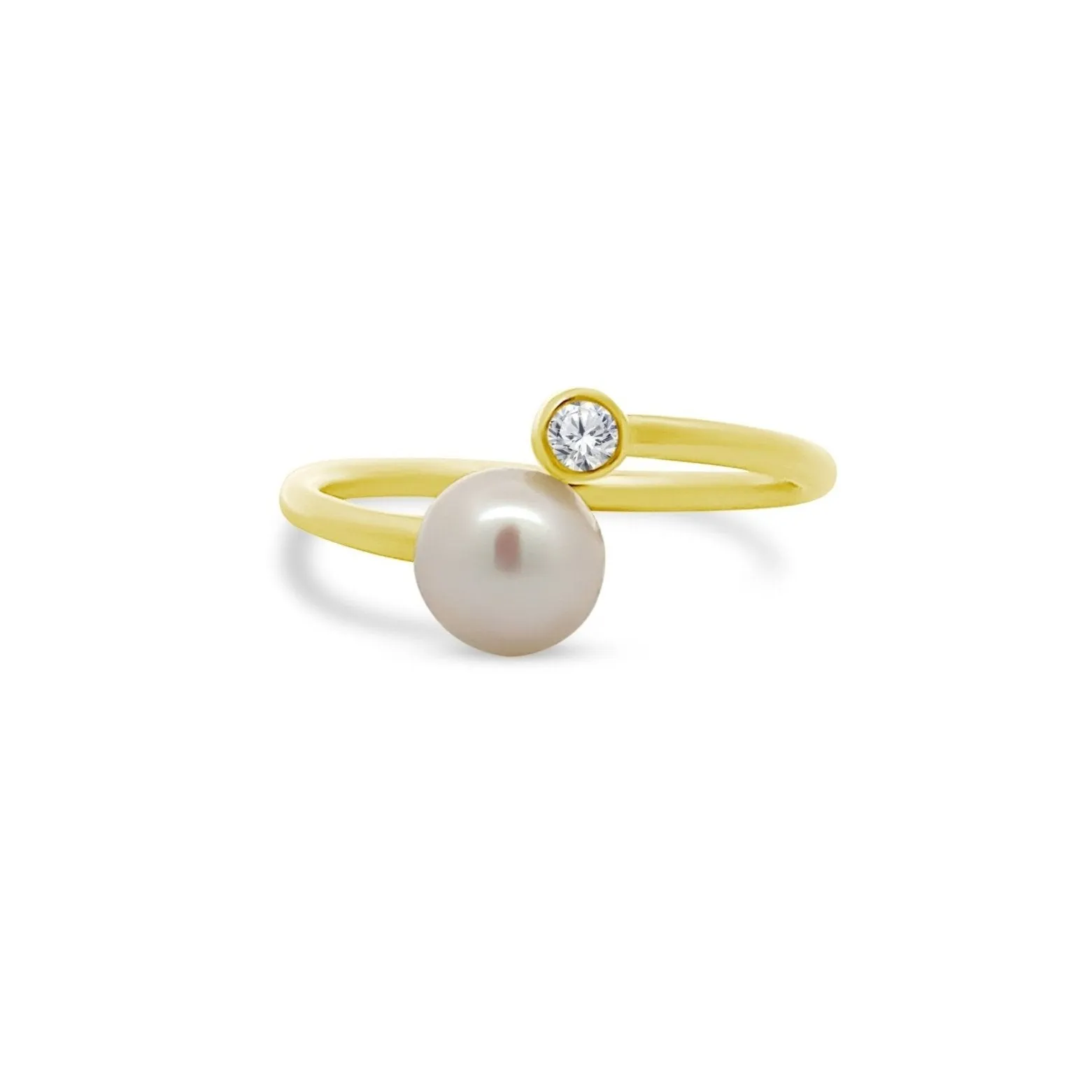 Pearl & Diamond Bezel Wrap Ring