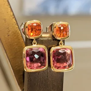 Pink and Orange CZ Drop Earring