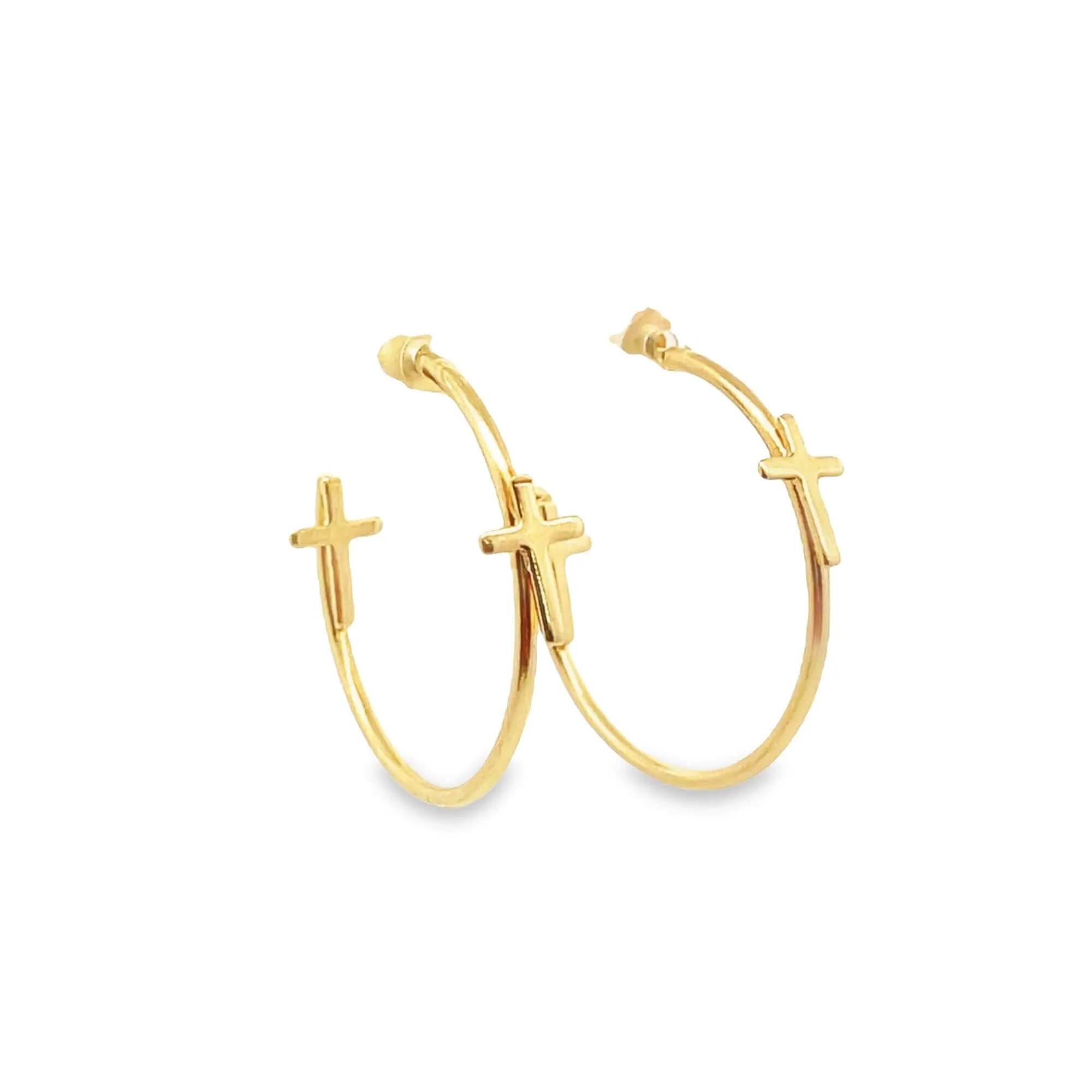 Plain Simple Cross Merged Hoop Earrings (L456)