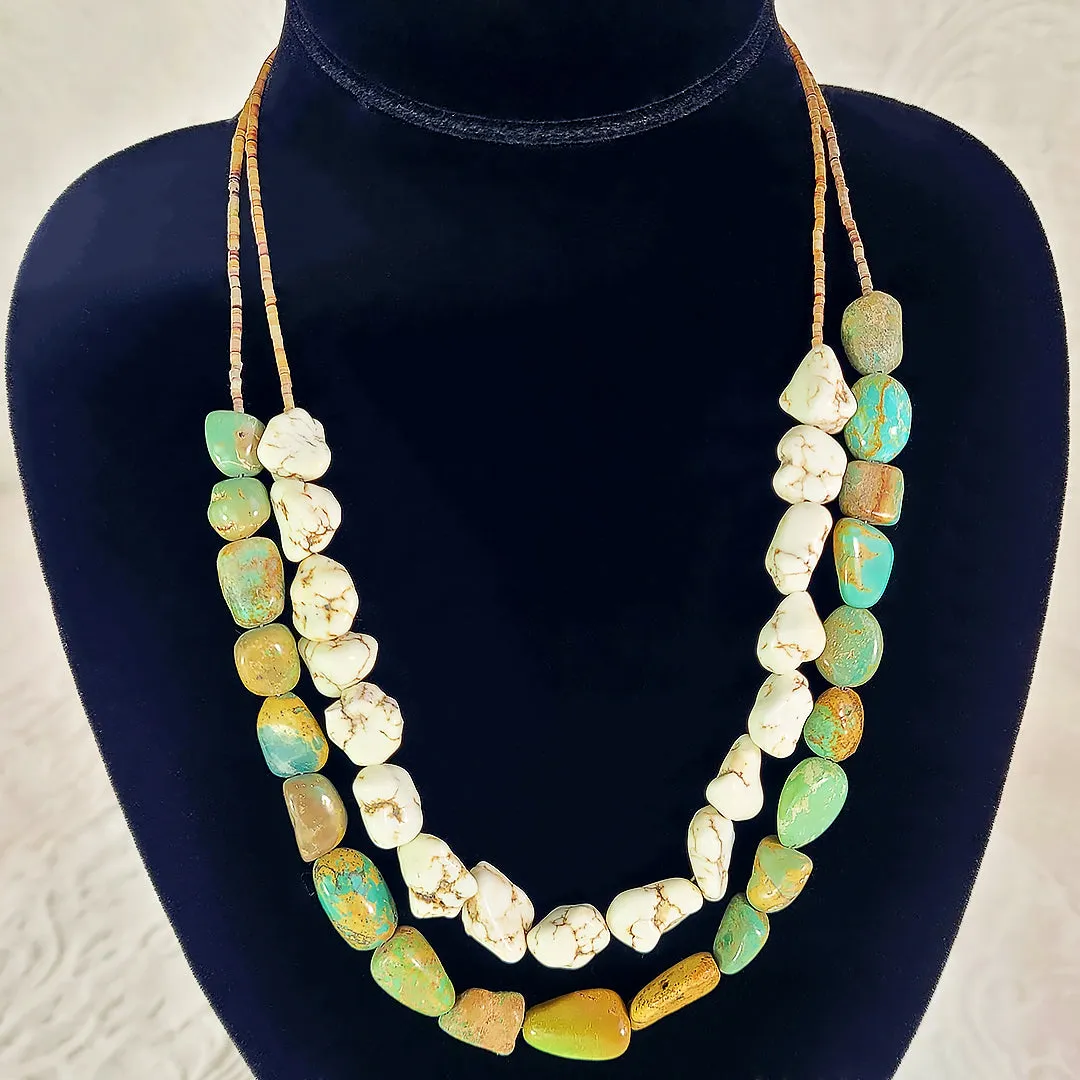 Pure Green Turquoise & Magnesite Handmade Necklace