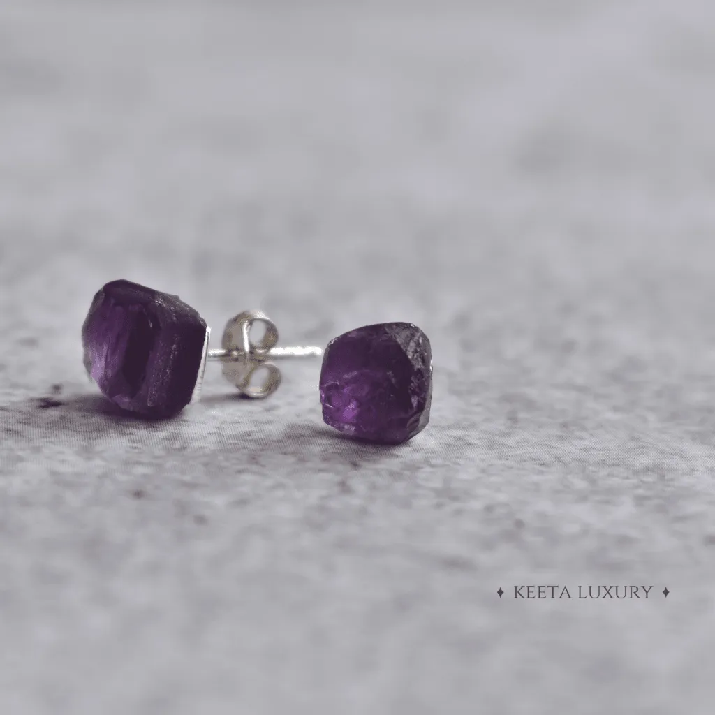 Raw - Amethyst Studs