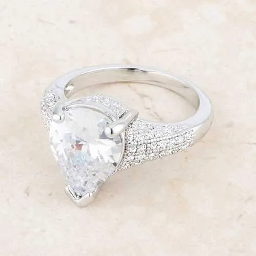 Rhyne 5.8ct CZ Rhodium Pear Cocktail Ring