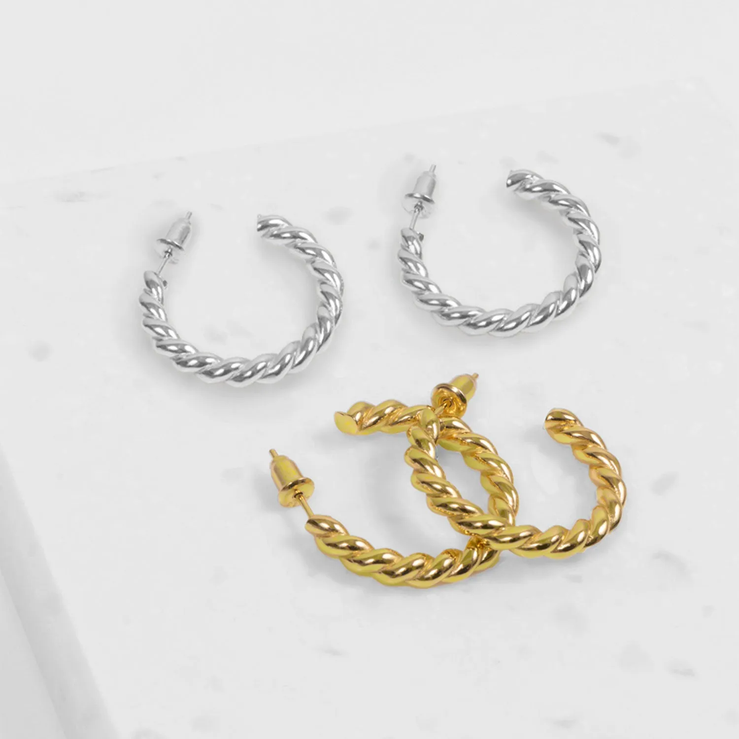 Roma Twist Hoop Earrings (Gold)