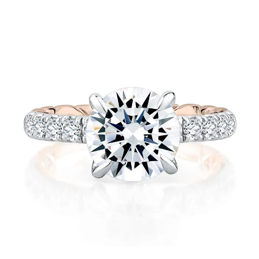 Round & Pave Diamond Engagement Ring