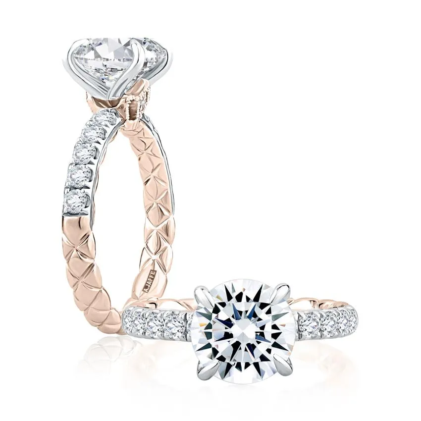 Round & Pave Diamond Engagement Ring