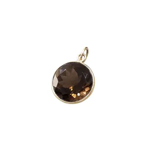 Round Smoky Quartz 14k Gold Pendant