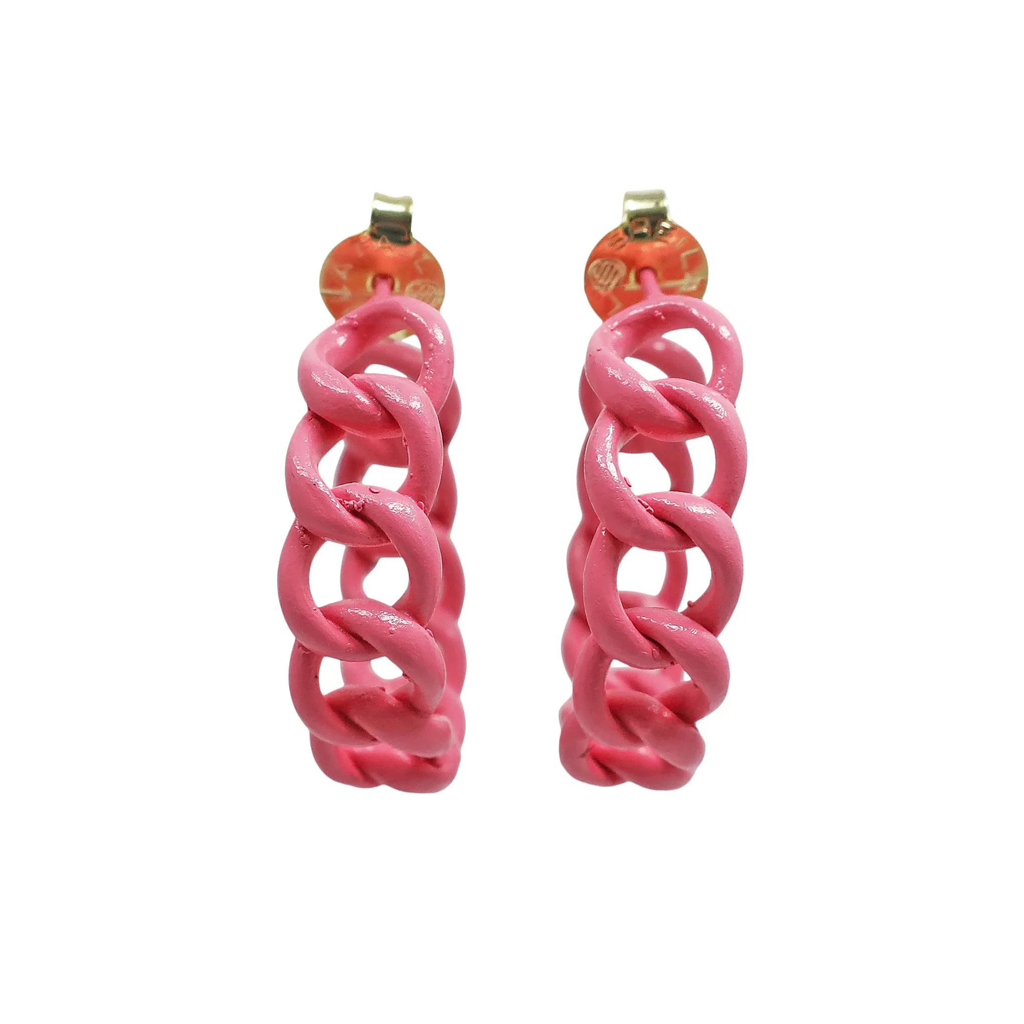 Sheila Fajl Petite Painted Chain Hoop Earrings in Pink