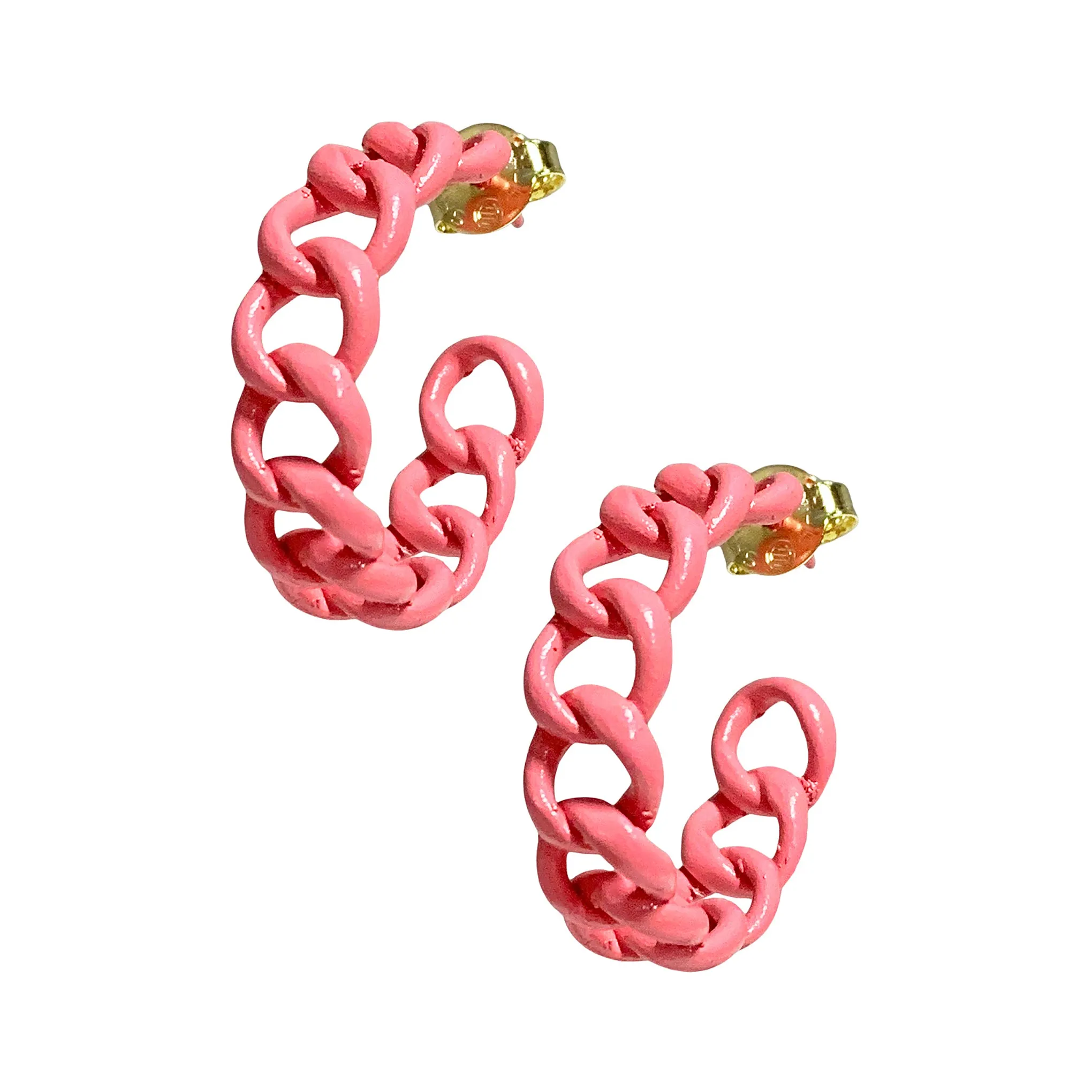 Sheila Fajl Petite Painted Chain Hoop Earrings in Pink