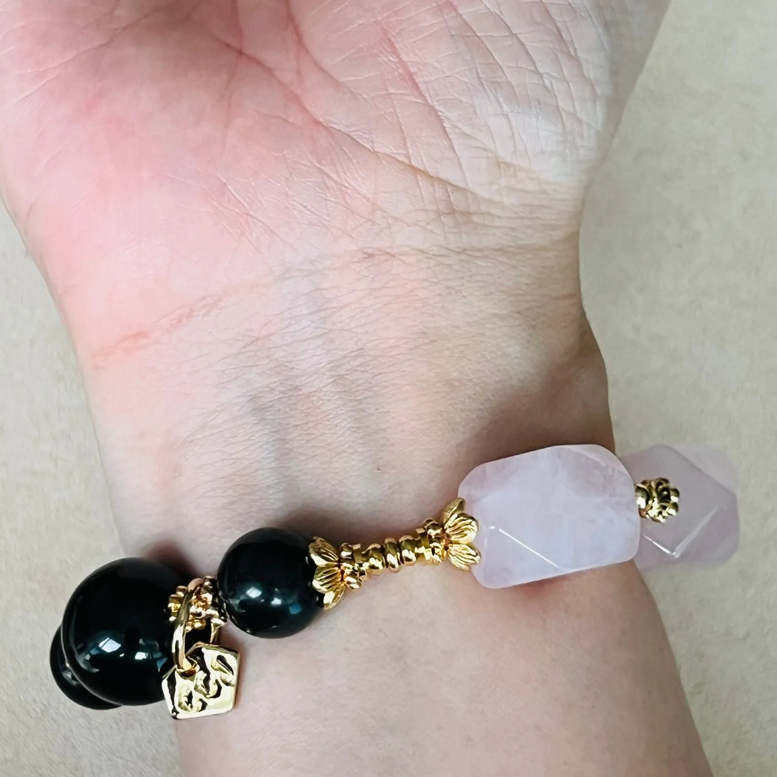 Shungite & Raw Rose Quartz Bracelet