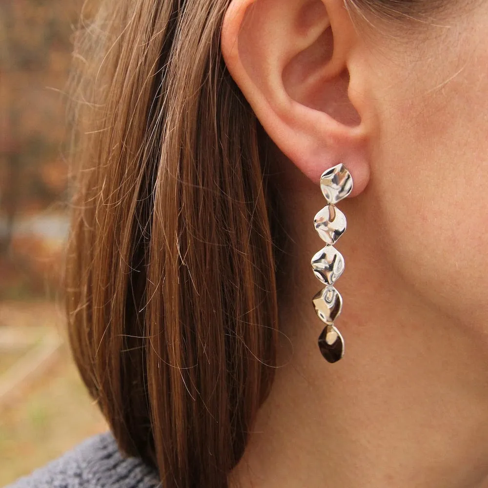 Silver Crush Multiple Discs Drop Earrings