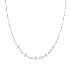 Silver Sparkling Star Station Necklace