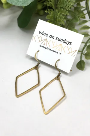 Simple Brass Diamond Earrings