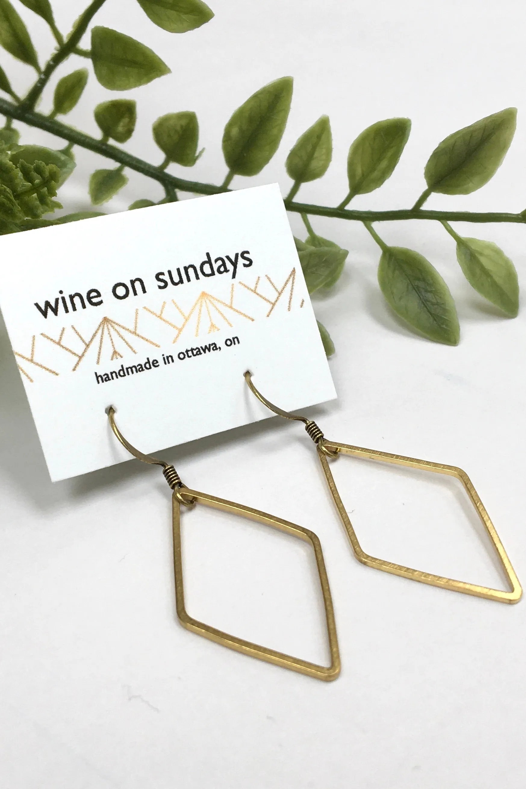 Simple Brass Diamond Earrings