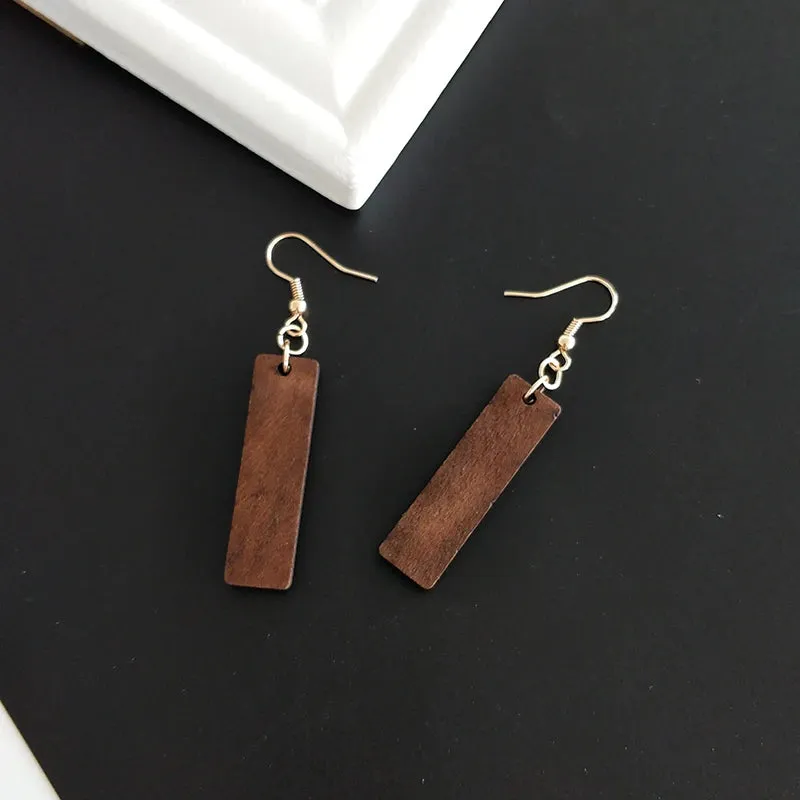 Simple Geometric Wood Triangular Earrings