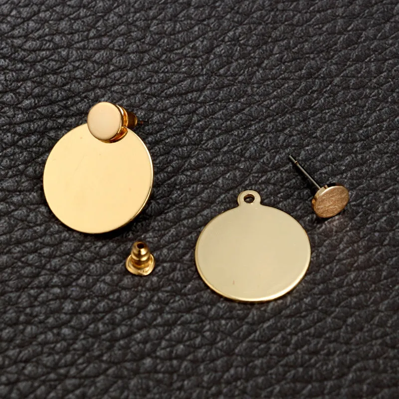 Simple Metal Disc Earrings Temperament