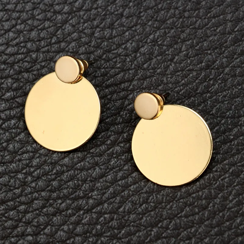 Simple Metal Disc Earrings Temperament