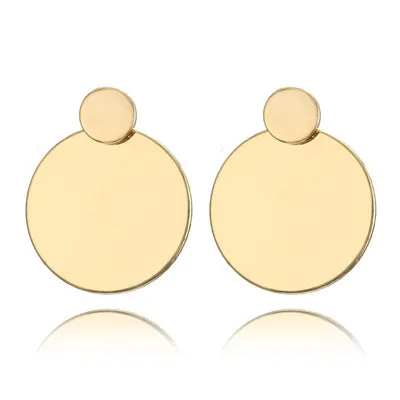 Simple Metal Disc Earrings Temperament