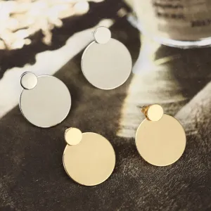 Simple Metal Disc Earrings Temperament