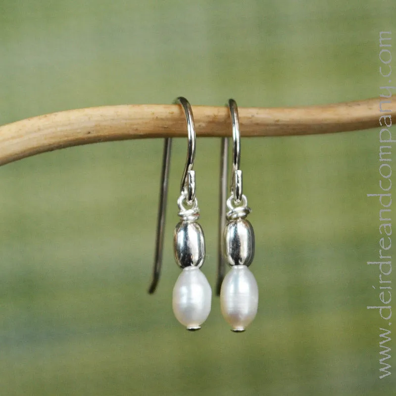 Simple Pearl and Sterling Earrings