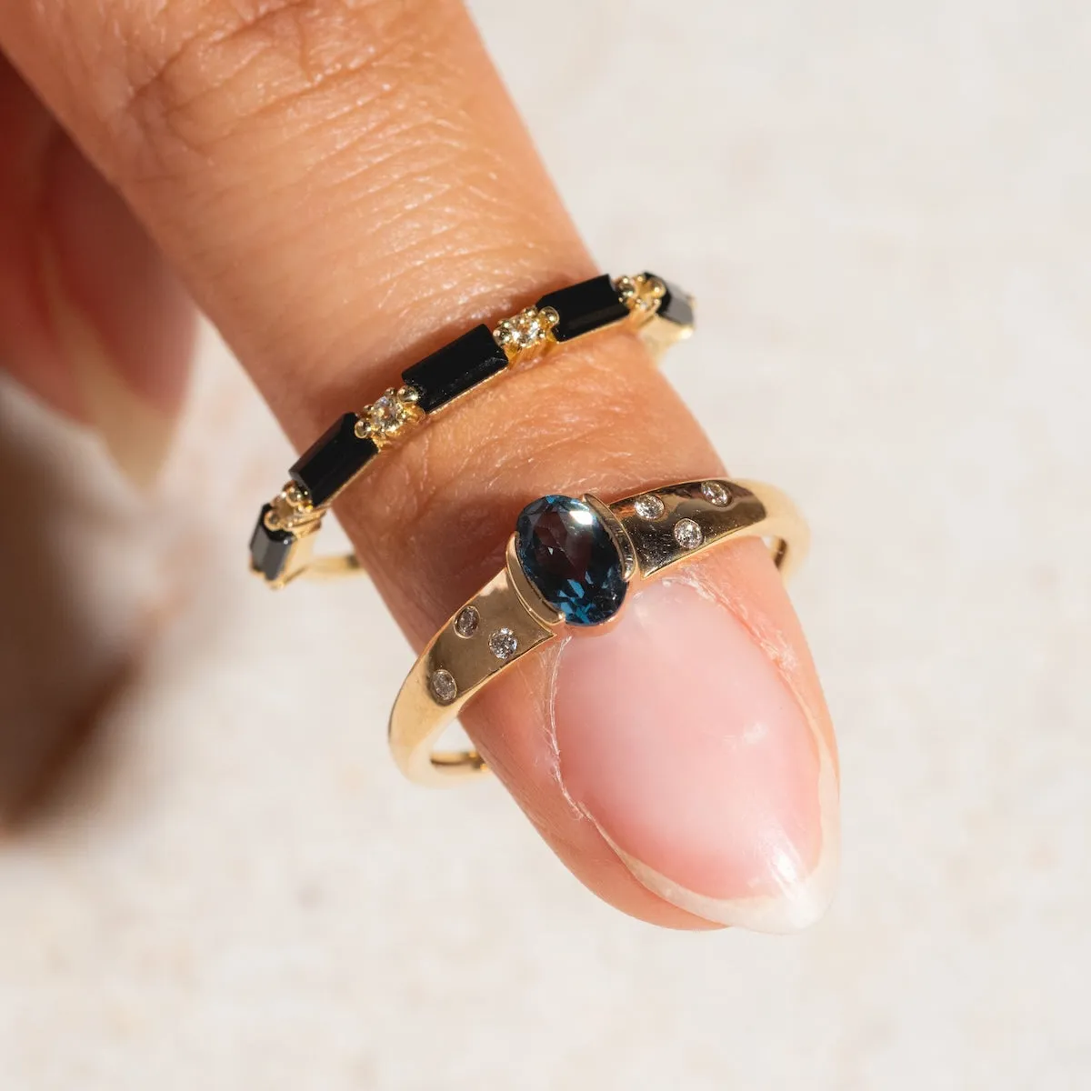 Solid Gold London Blue Topaz Modern Signet Ring