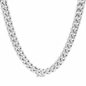 Stainless Steel Miami Cuban Curb Chain Necklace - 12mm Width